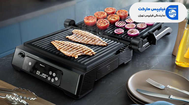 تهیه استیک گوشت و کبابی و برشته کردن با گریل فیلیپس مدل PHILIPS HD6307