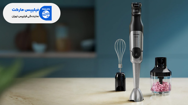 خرد کردن، پوره و مخلوط کردن گوشت و پیاز و سبزی با گوشت کوب برقی فیلیپس چند کاره مدل HR2683