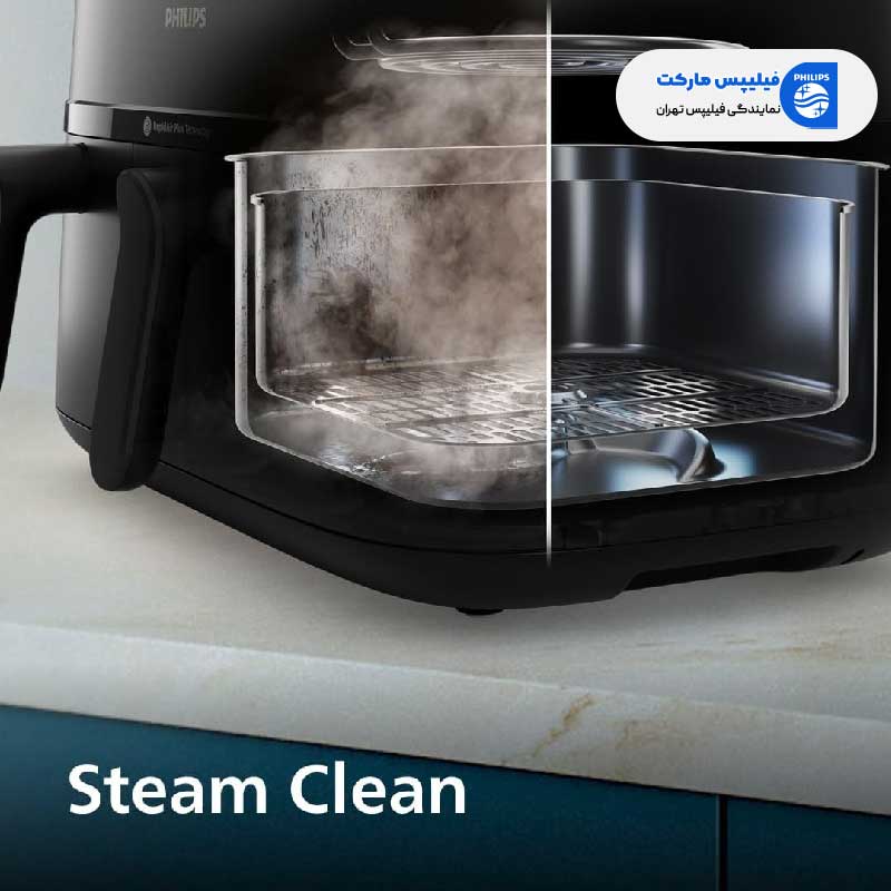قابلیت استفاده از بخار جهت تهیه غذای نرم و لطیف سرخ کن دوقلو فیلیپس مدل NA555/09