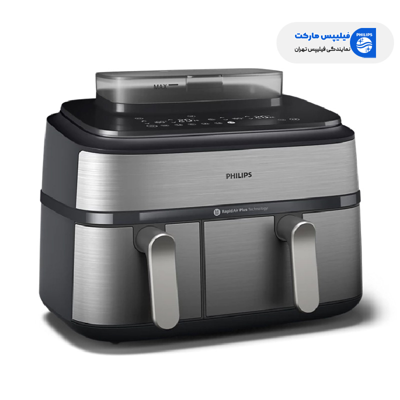 مخزن آب سرخ کن دوقلو فیلیپس مدل NA555/09 و تولید بخار برای نتایج ترد و آبدار