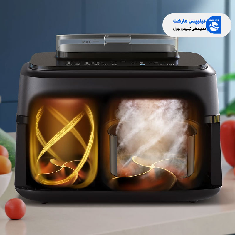 قابلیت بخارپز کردن سرخ کن دو قلو فیلیپس مدل NA551