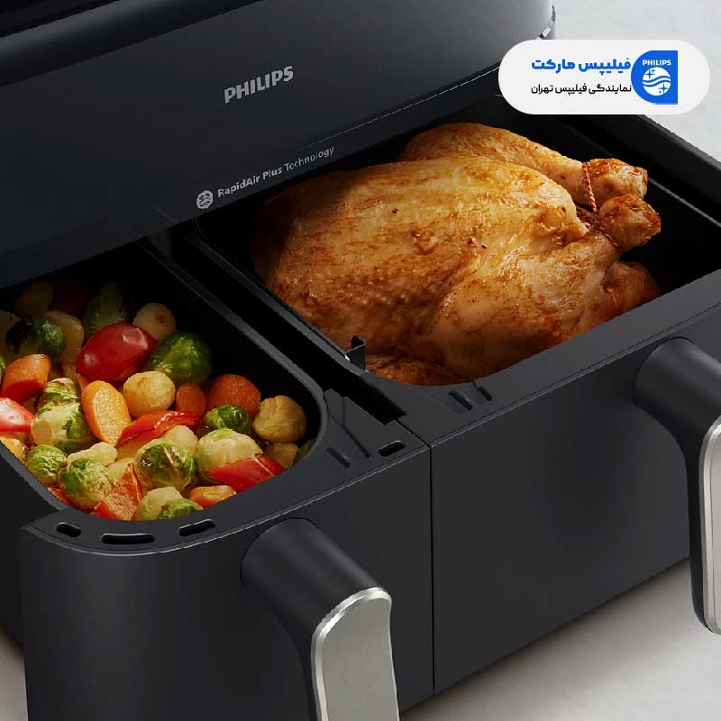 تهیه مرغ شکم پر با سرخ کن فیلیپس مدل NA551